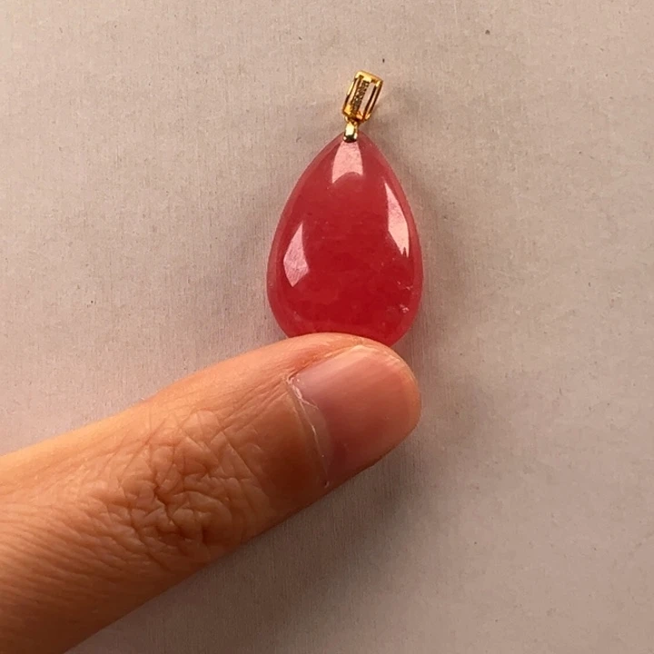菱锰矿（红纹石）吊坠(不含链)18K金镶嵌～**～