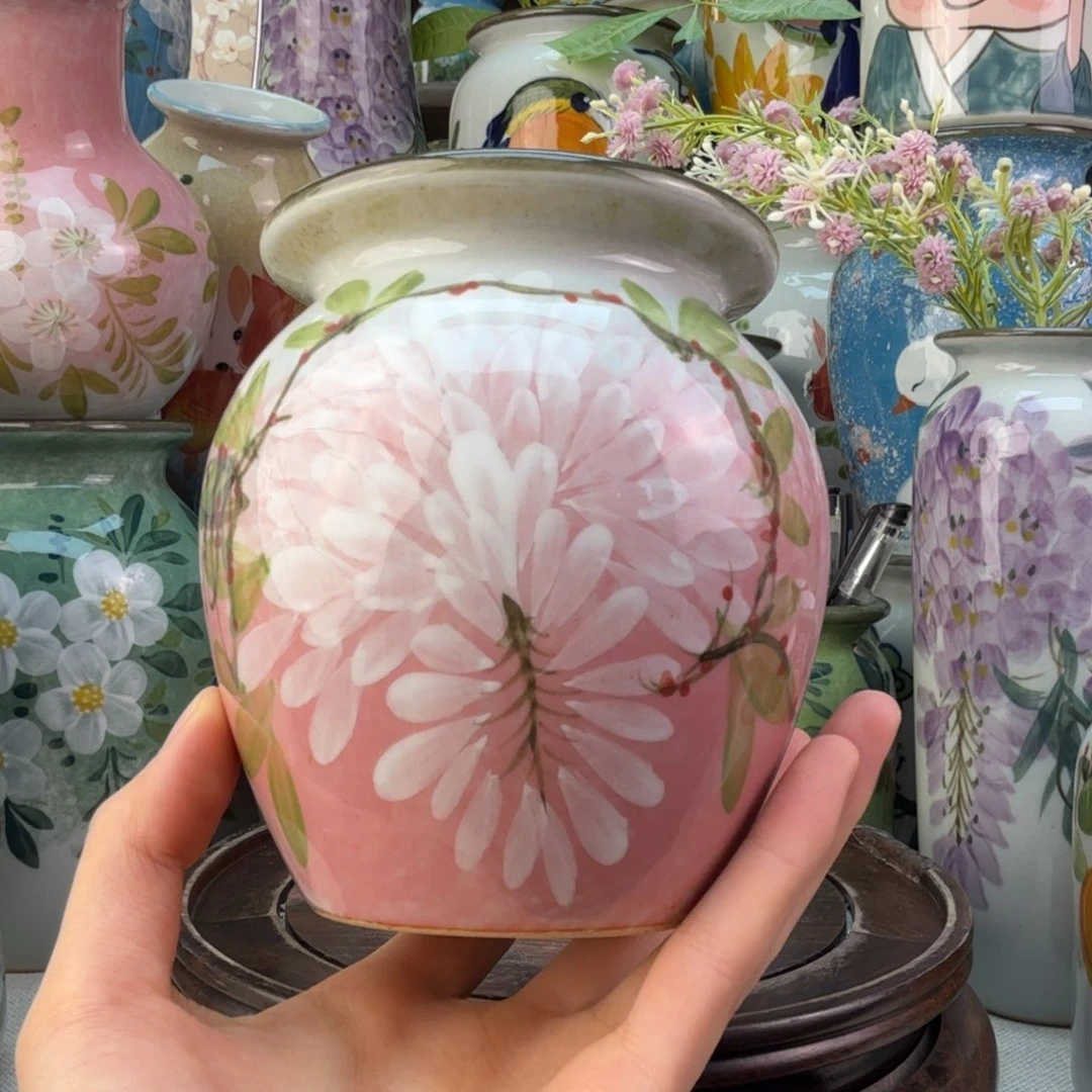 景德镇陶瓷手绘花瓶无孔