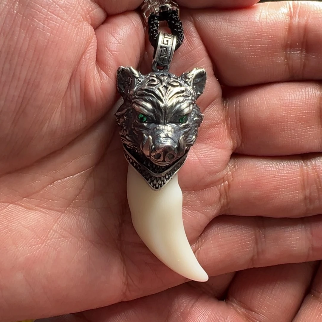 和田玉颈饰银S925镶嵌