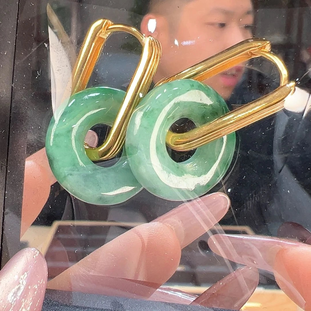 翡翠耳饰银S925镶嵌耳环14