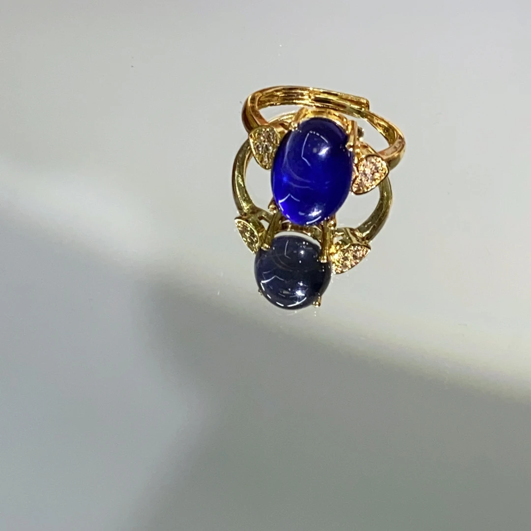 铜合金合成锆石戒指 TTSD 感温S变色石椭圆精致百搭戒指手工243