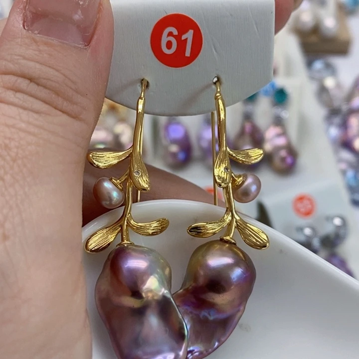 银S925镶嵌耳饰淡水珍珠