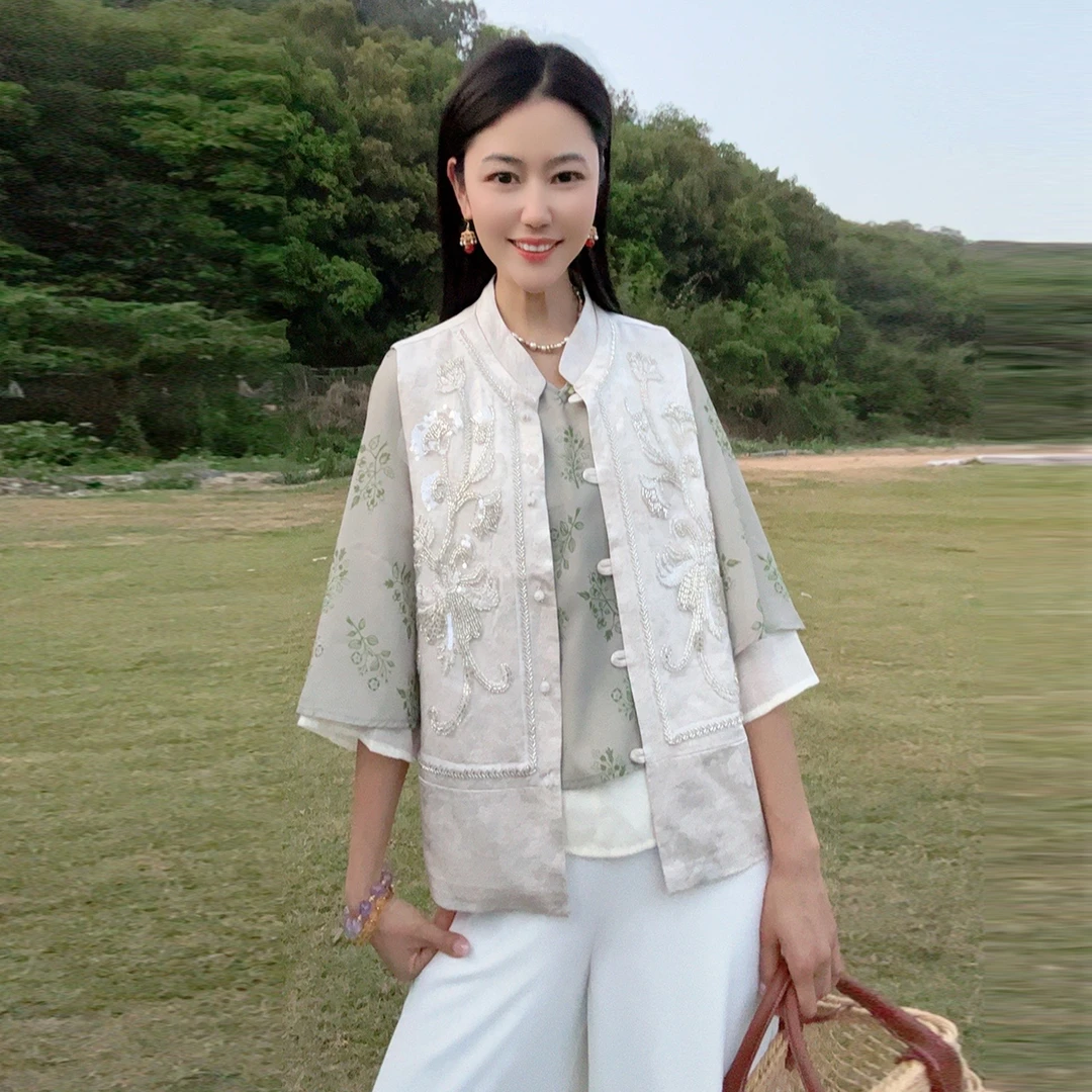 中式精致刺绣复古新款重工马甲WB2504515