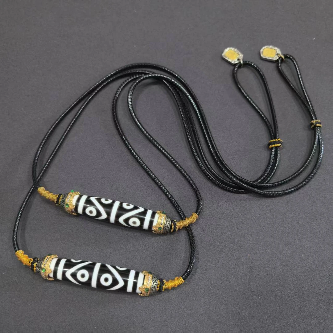 【曹美丽精选】H27523-玛瑙diy脖挂（水纹八眼）-多样性发其一13*58mm