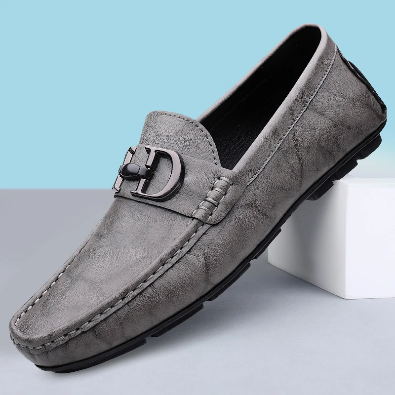 外贸出口意大利大牌原单撤柜捡漏男士高档真皮鞋一脚蹬豆豆鞋男