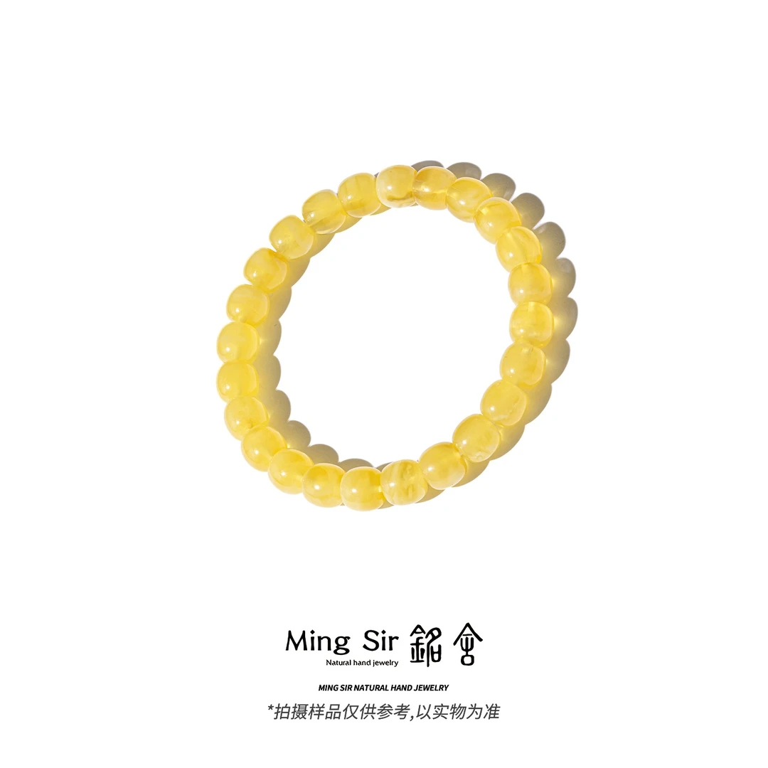 【铭舍 云端·金绞蜜vs】蜜蜡精工极限弧老型单圈手串基本干净不挑瑕