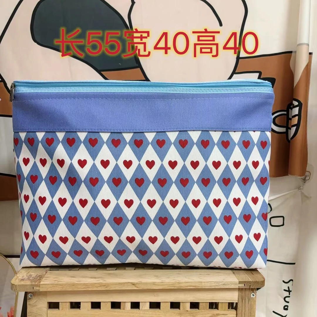 【100钢圈拉链款】蓝色爱心大容量衣服被子整理可搬家收纳箱