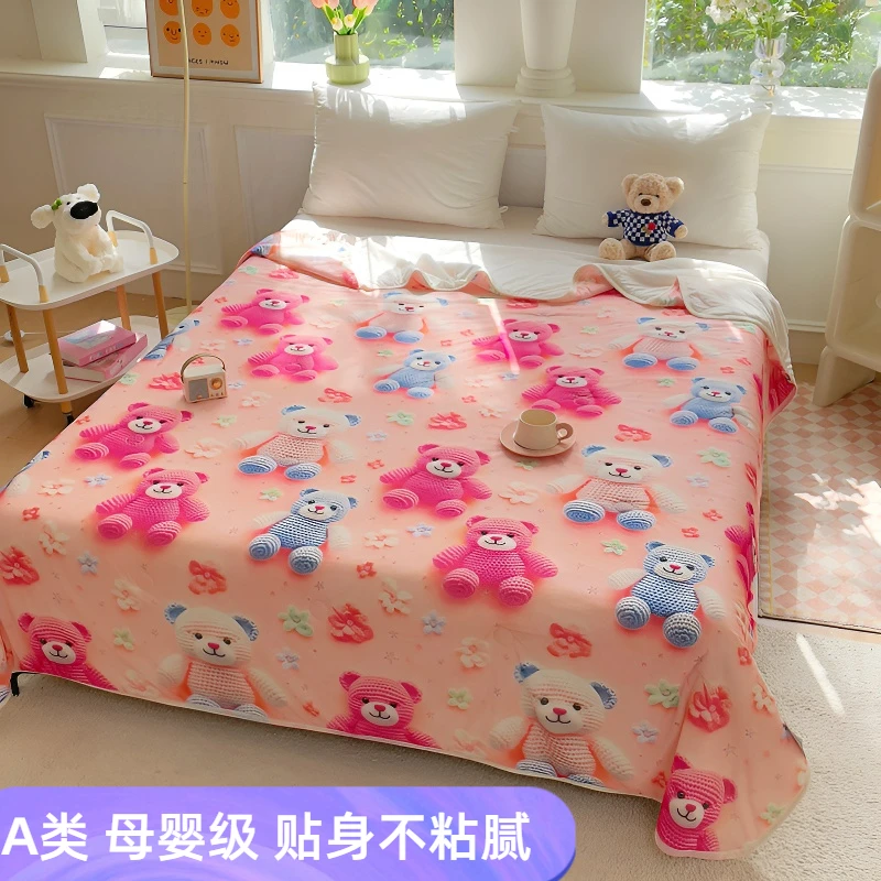 2025夏被新款凉感丝5D立体印花夏凉被幼儿园午睡薄被单双人空调被