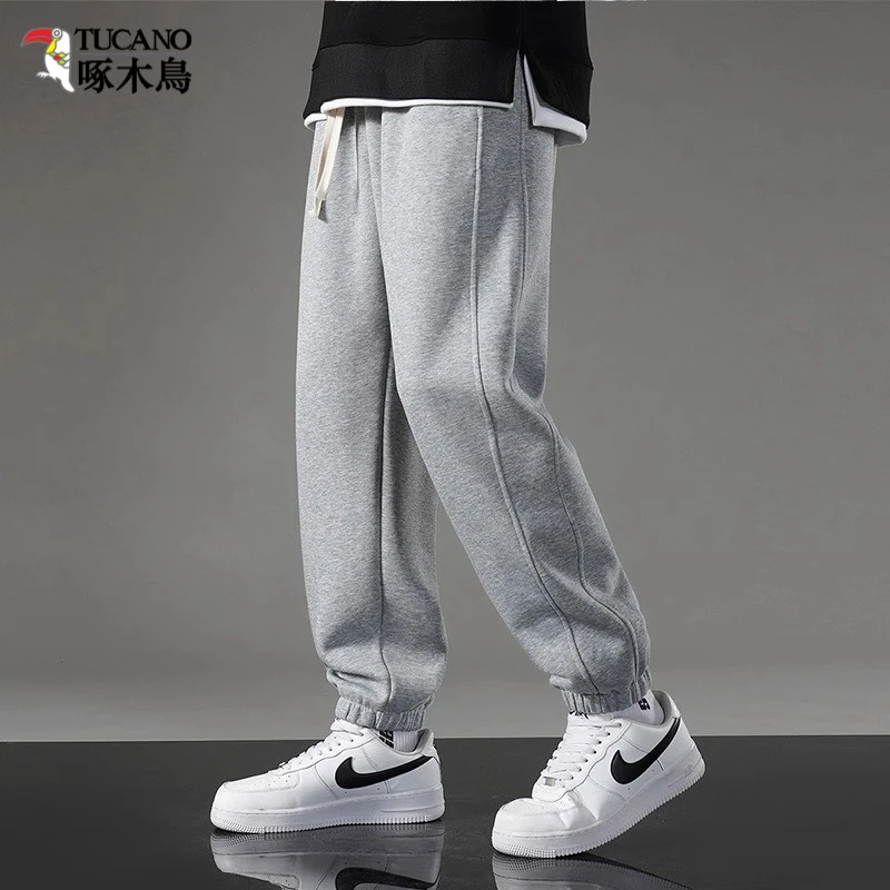 TUCANO/啄木鳥运动裤男士休闲长裤子男秋冬季宽松束脚纯棉灰卫裤