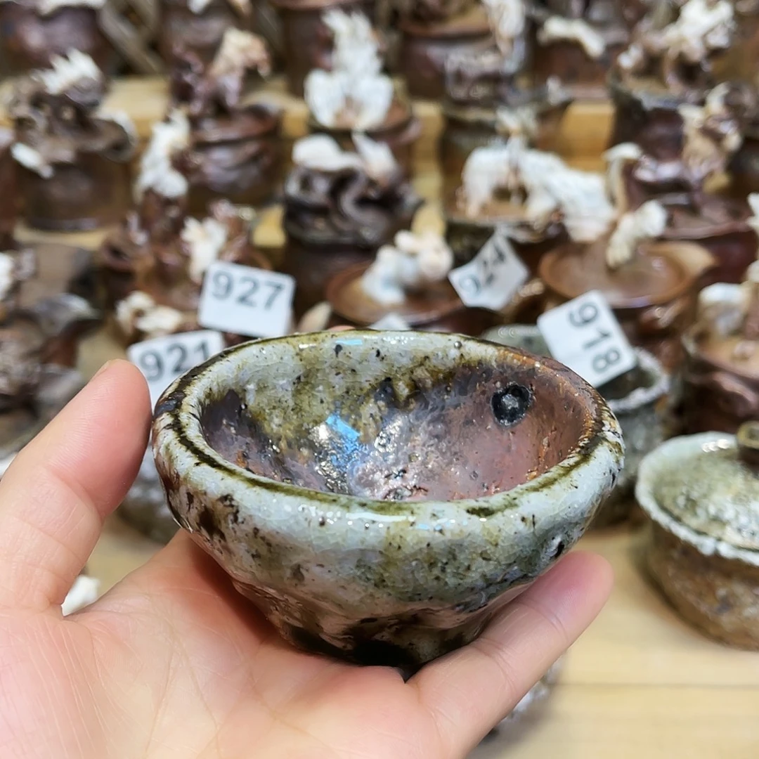 瓶柴烧粗陶手捏杯