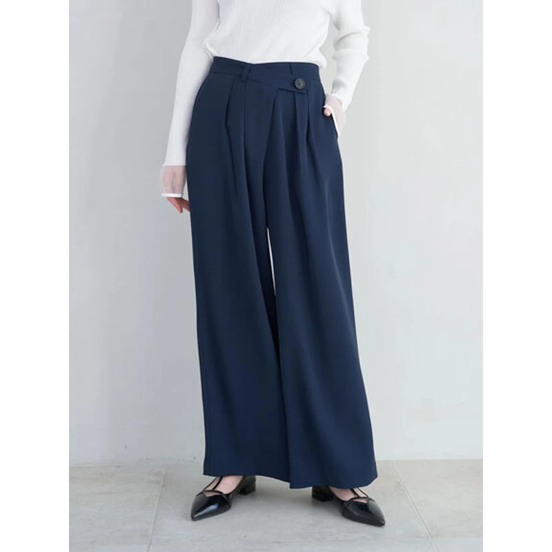 日单 高腰直筒 垂坠面料 阔腿裤 长裤 西装裤8I