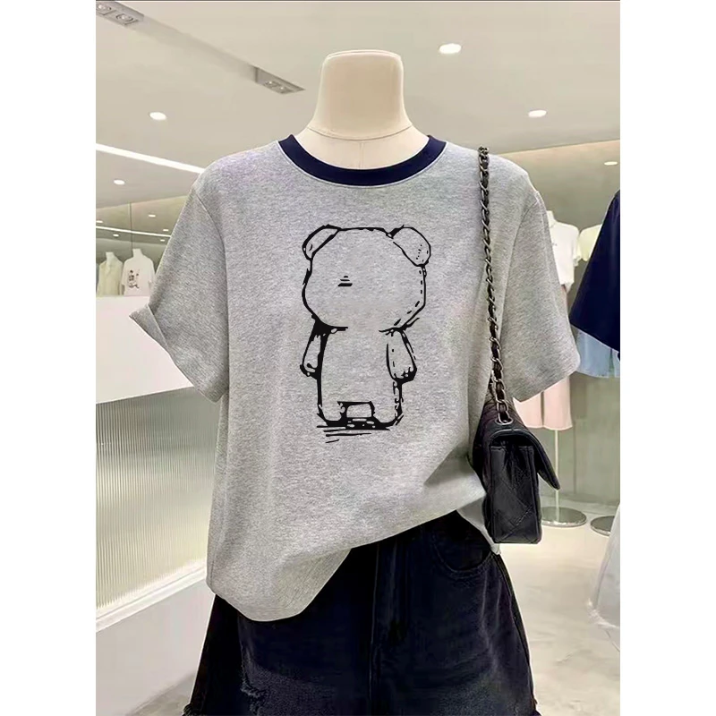 正肩插色短袖女t恤2025新款休闲时尚洋气小众设计感半袖夏季上衣