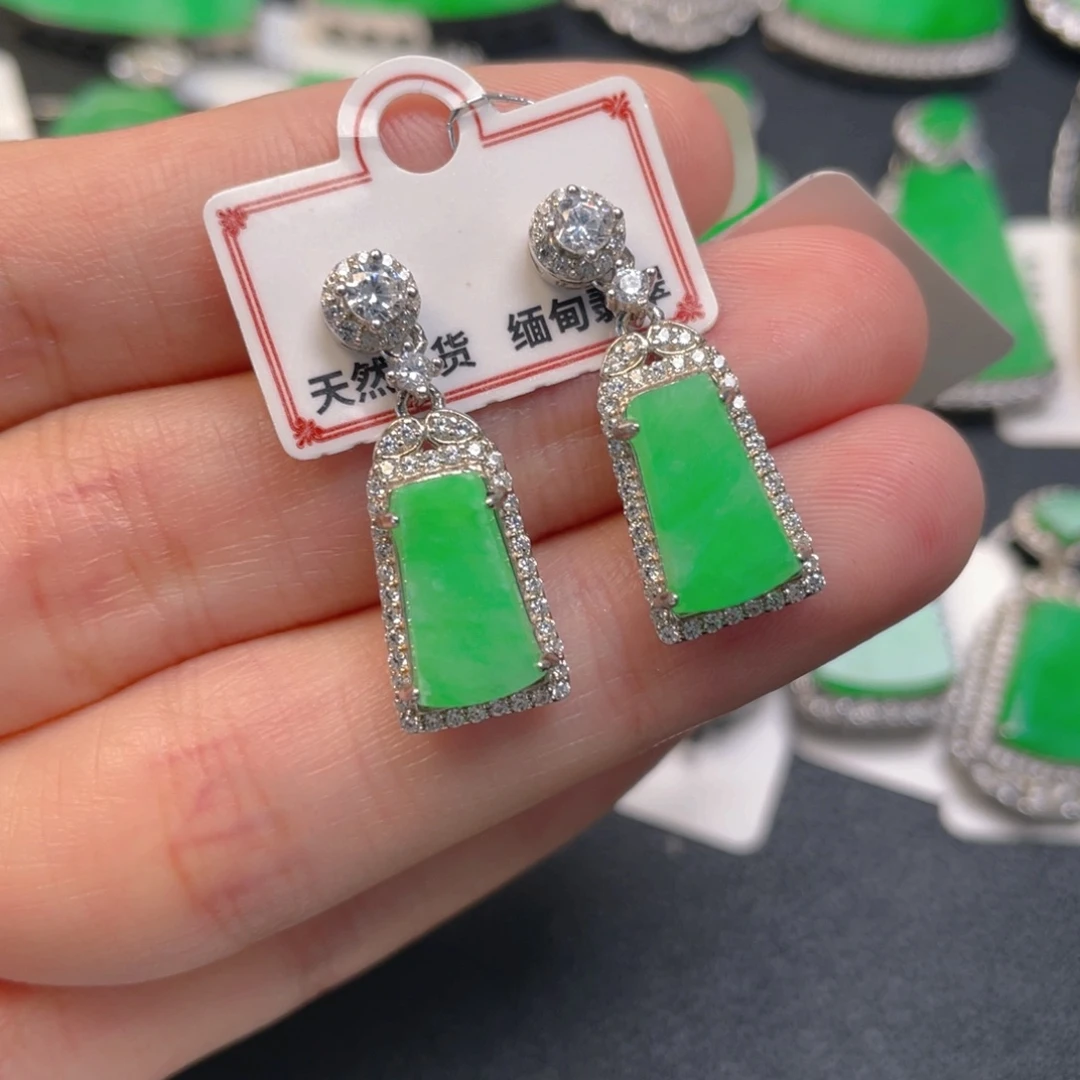 翡翠银S925镶嵌吊坠(不含链)耳坠