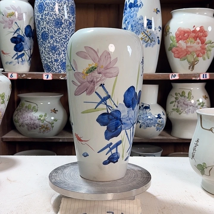 瓶大萝卜青花荷花新款陶瓷陶瓷