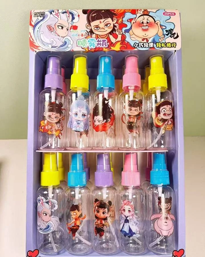 20入卡通印花50毫升喷雾瓶喷壶酒精喷瓶补水透明细雾便携水瓶迷你