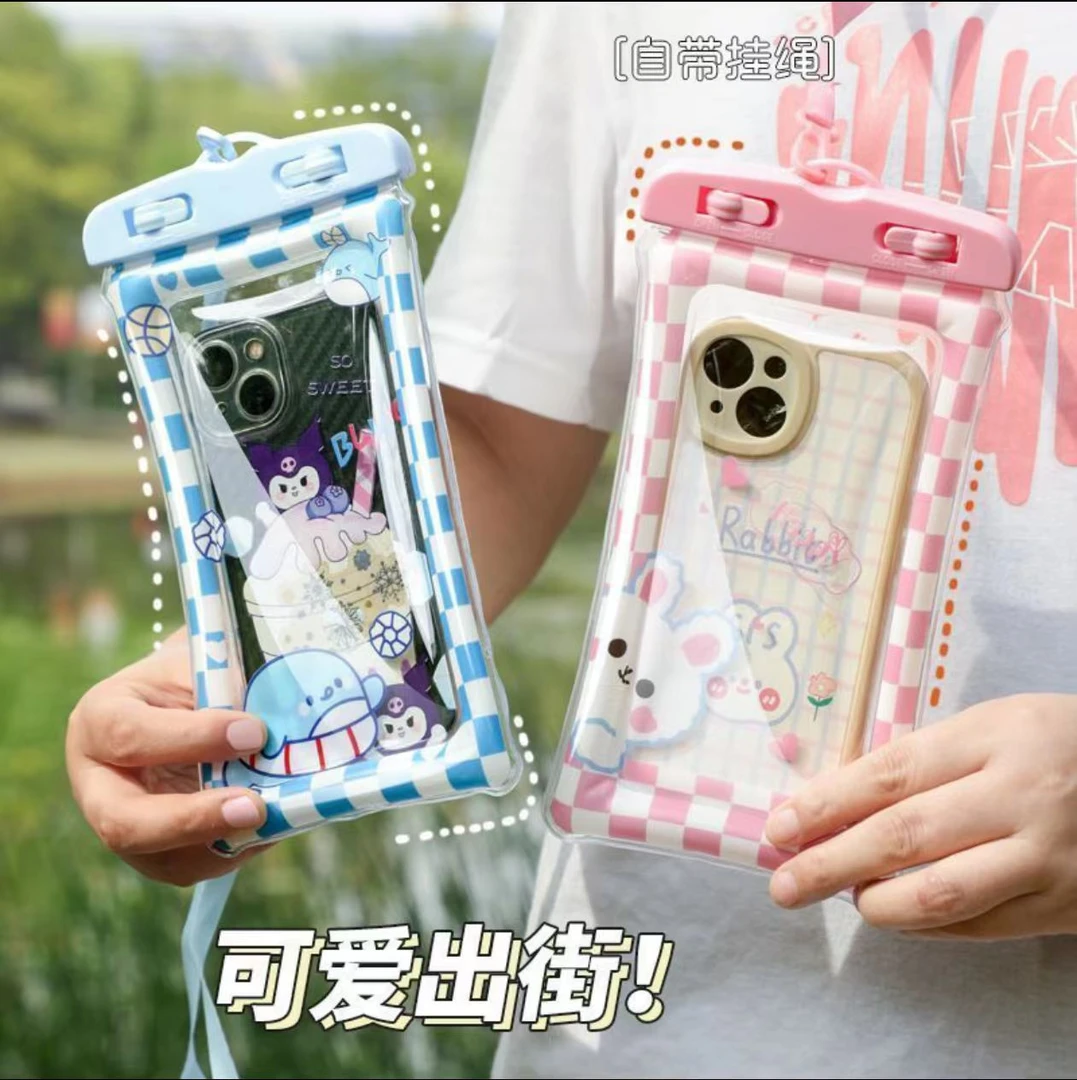 气囊可触屏手机防水袋游泳潜水密封套海边漂流挂脖自拍专用