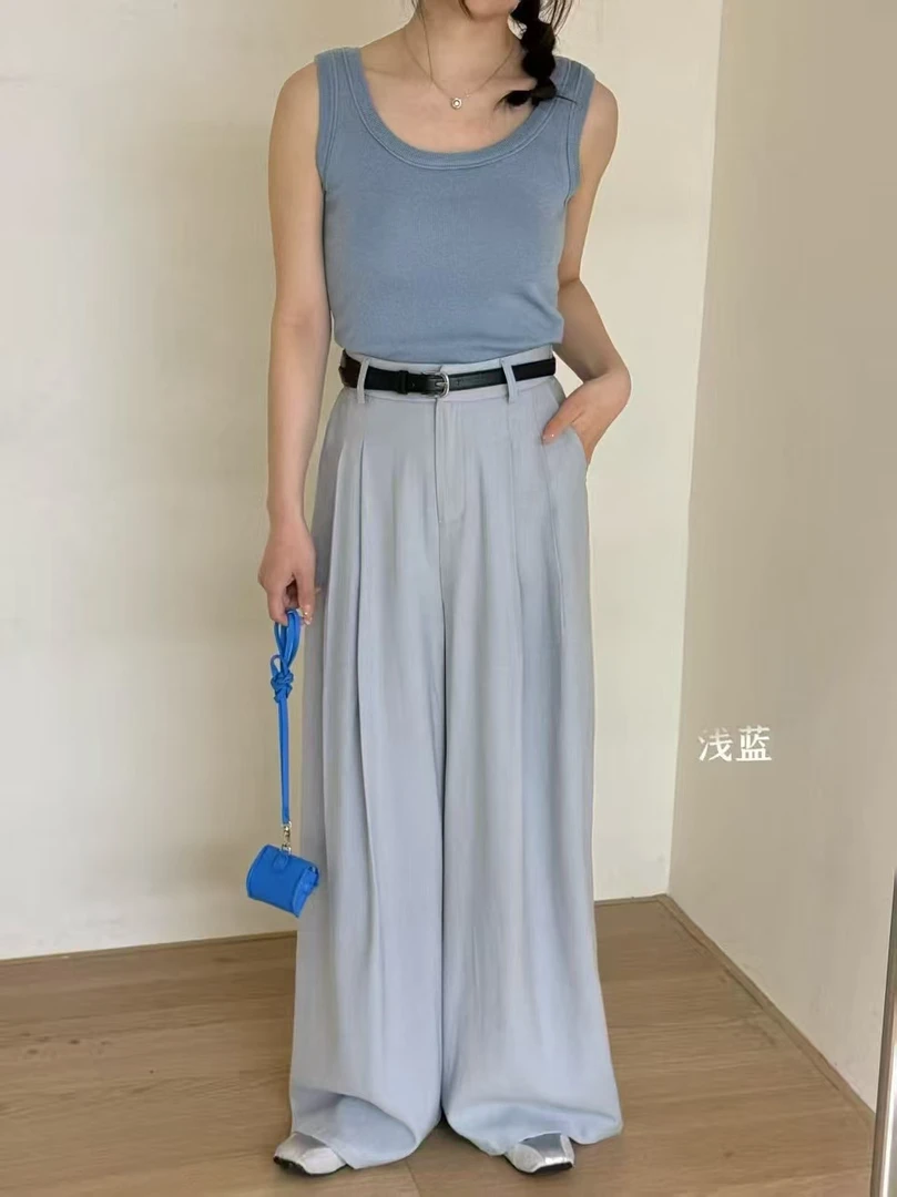 Datou 61026高腰显瘦直筒阔腿裤百搭韩版