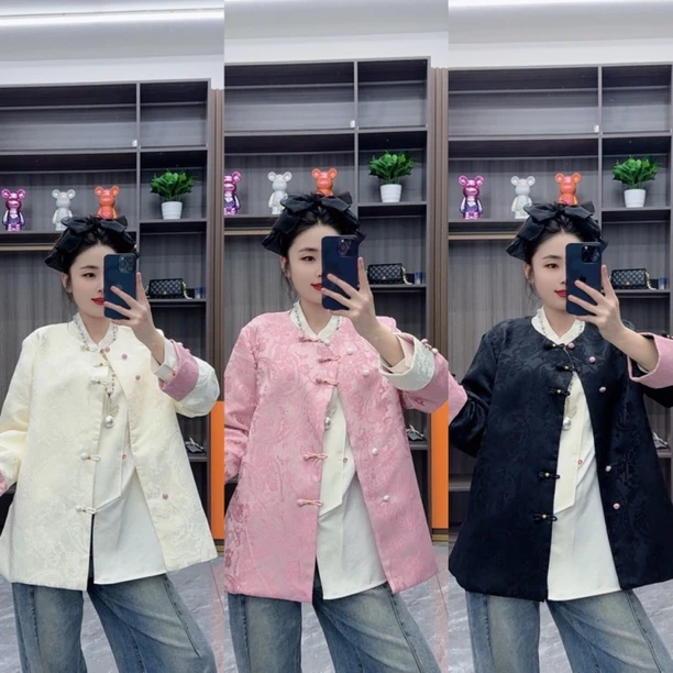 中式2025新款斜襟三色外套