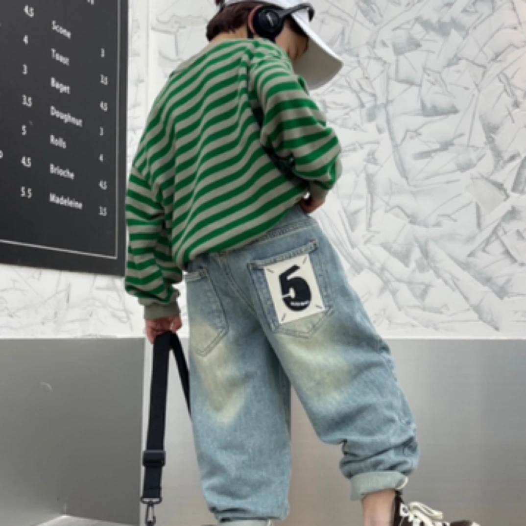 男童女童牛仔春夏季薄款2025新款中大童裤韩版休闲百搭韩版牛仔裤