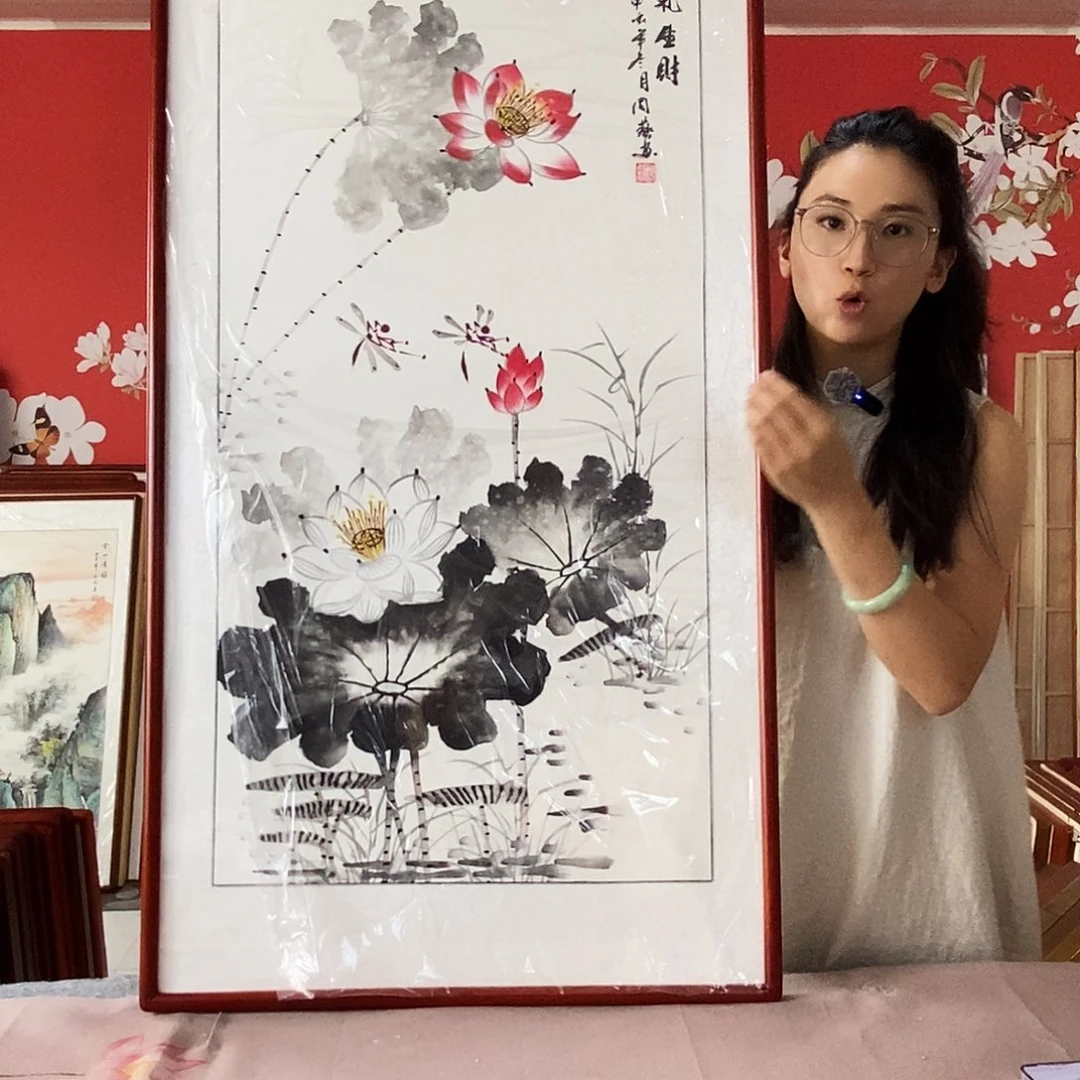 国画手写手绘带框包邮62✖️122国画作品