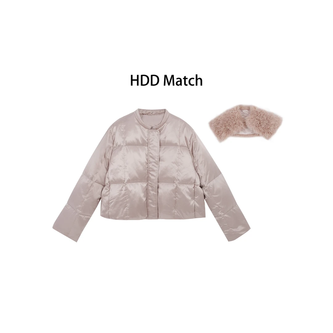 HDD- "冬季甄选" 90白鸭绒 冬季大毛领贝壳亮面小众羽绒服 Y9363