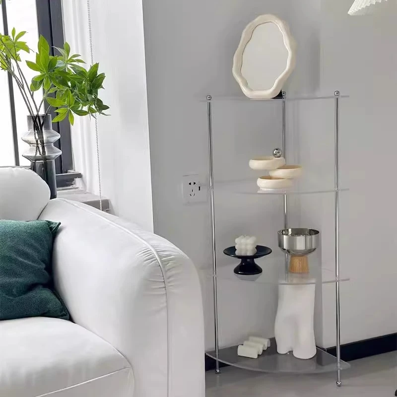 亚克力转角置物架落地浴室墙角柜轻奢三角架子厨房卫生间收纳角架