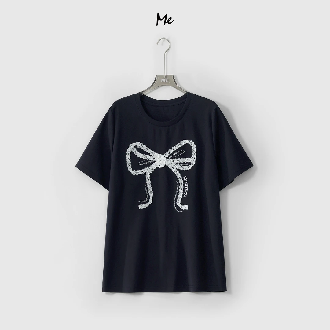 ME【花蕾蝴蝶结T】刺绣蝴蝶结显瘦时尚百搭一手长短袖T恤MESS4425
