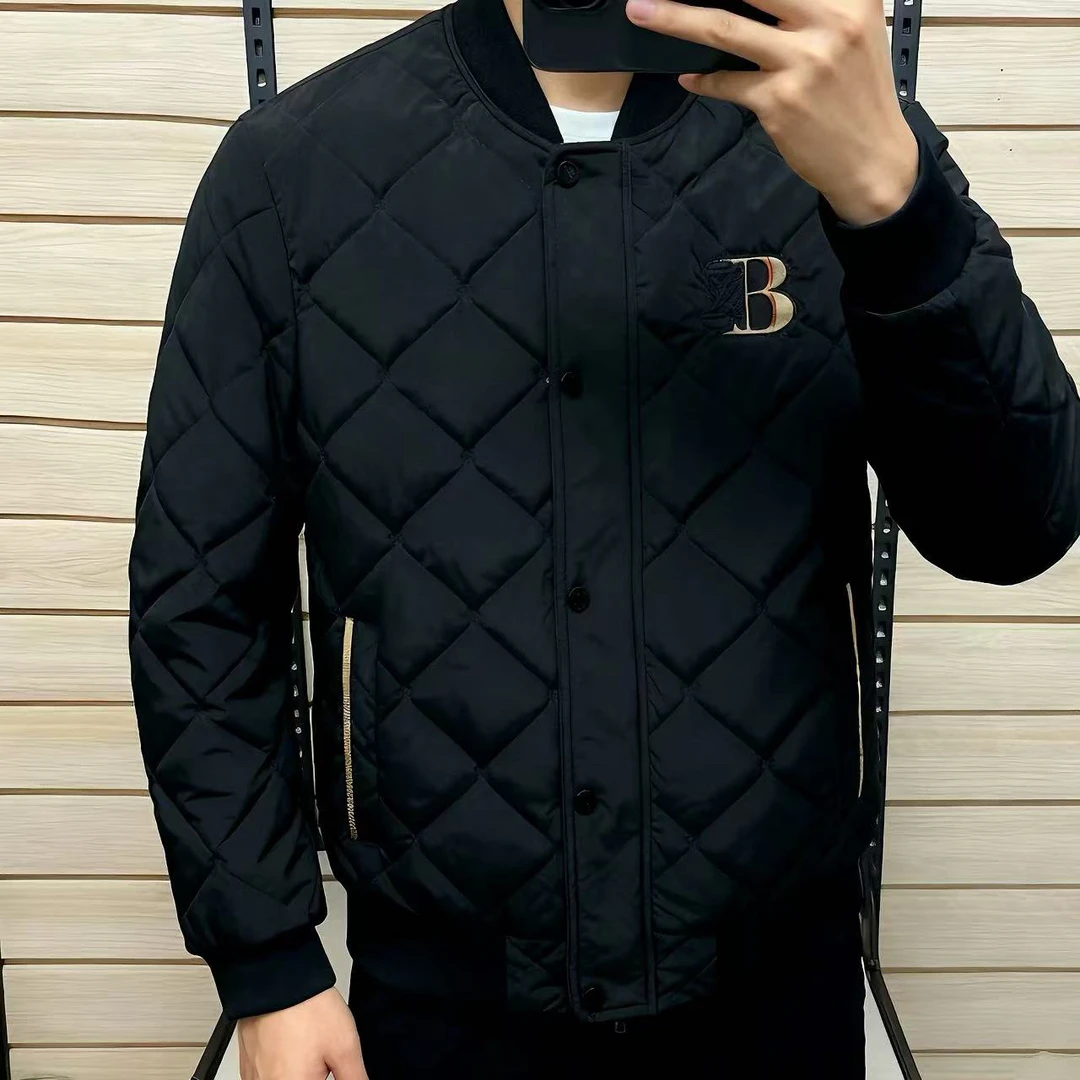 冬季棉服新款男士棒球领修身潮流外套时尚百搭休闲菱格保暖棉外套