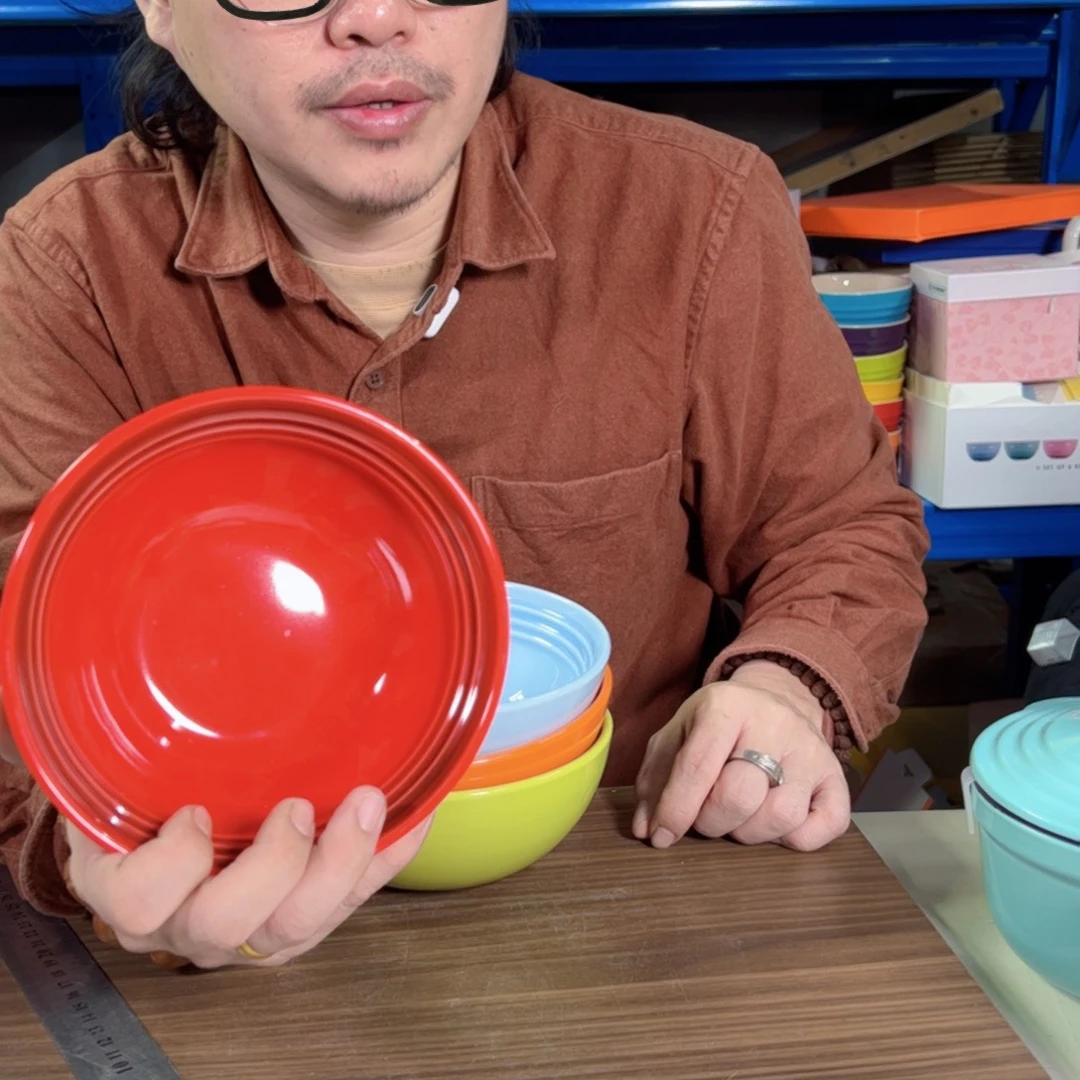 餐具红色温哥华面碗微瑕