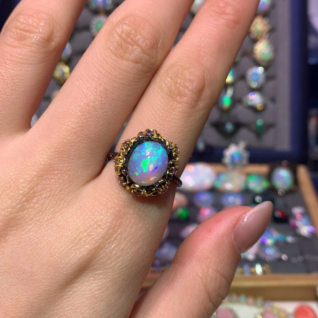 银S925镶嵌欧泊戒指款式