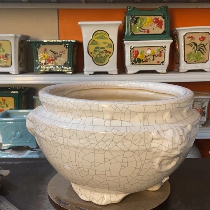 红陶。花盆里的小猫咪