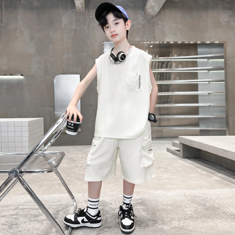 男童夏款套装2025新款背心儿童薄款坎肩帅气潮【HM】BF496