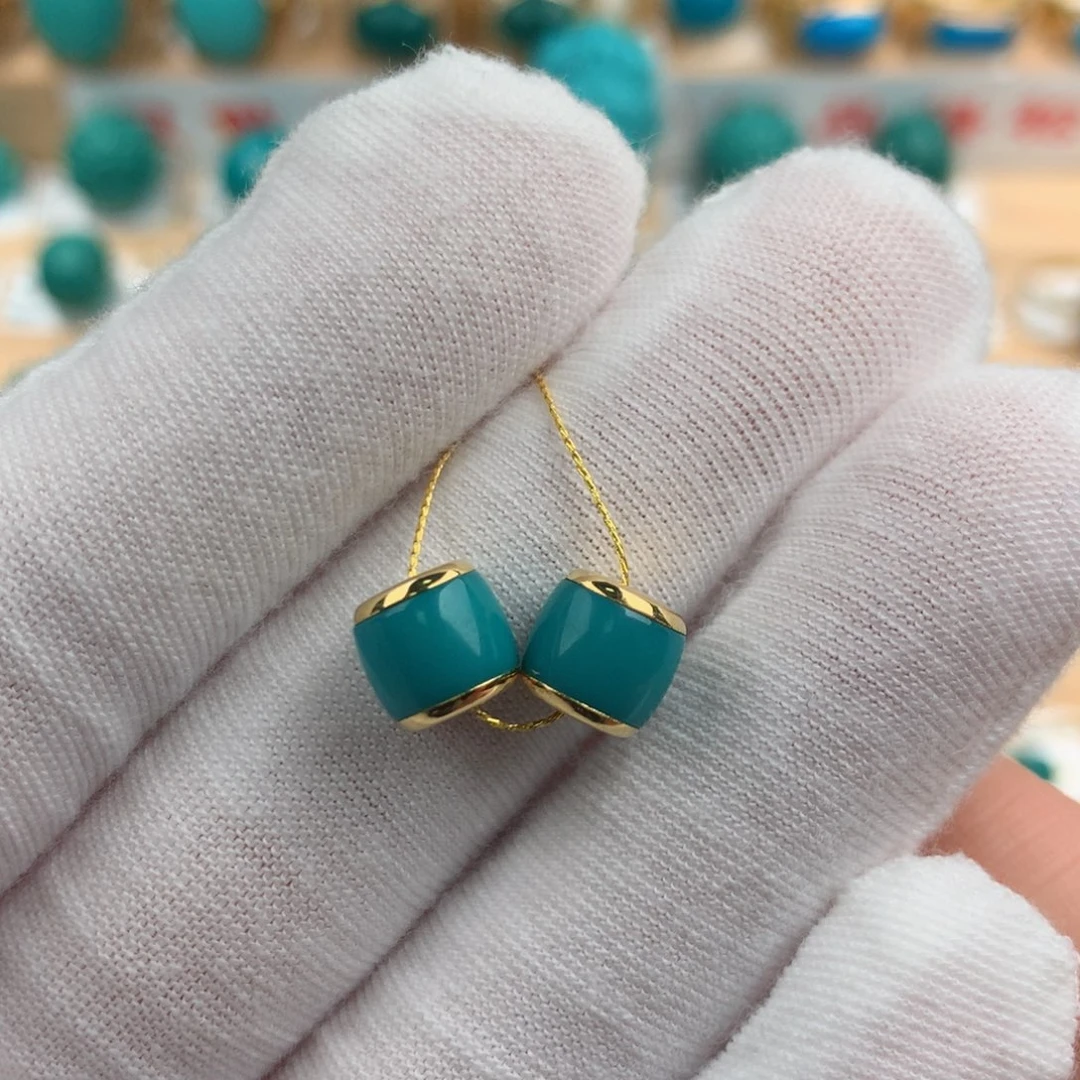 绿松石18K金镶嵌配饰7.4