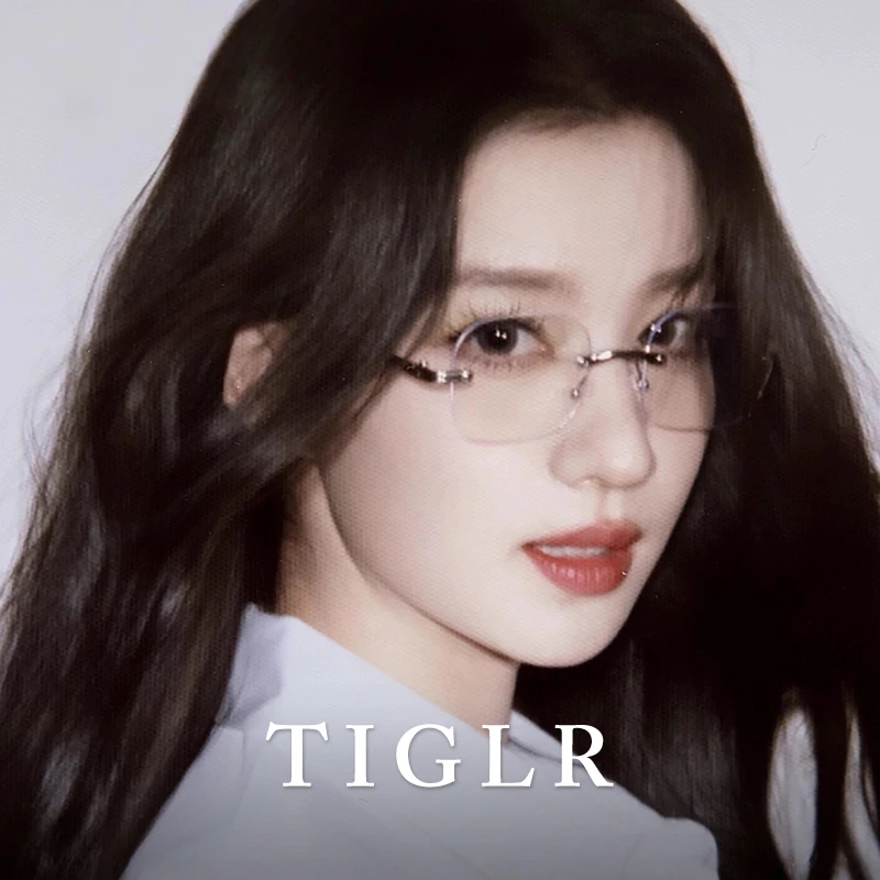 帝格勒素颜无框眼镜女高级感近视度数可配纯欲无边框金丝眼睛框架