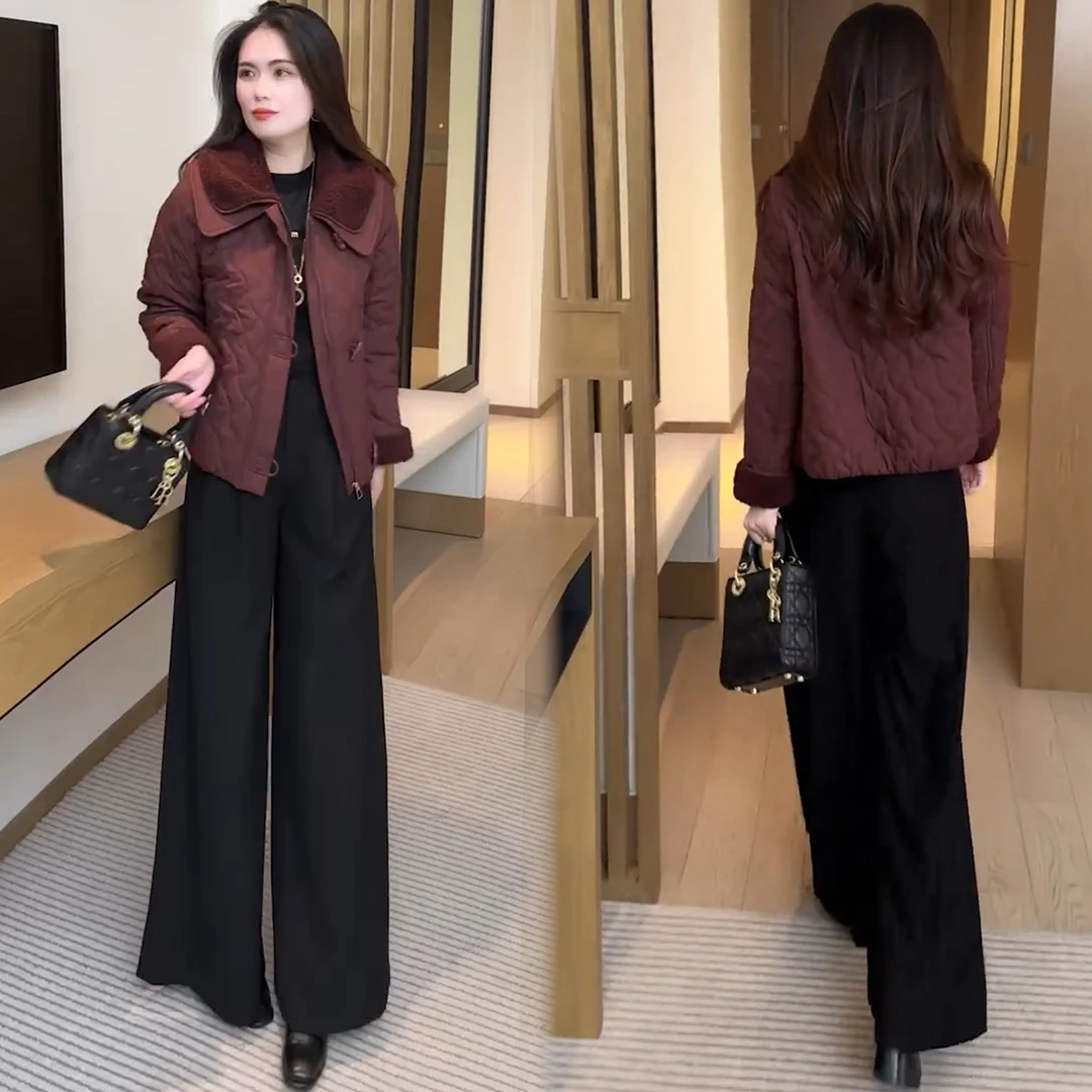 时尚休闲加厚棉服女2025秋冬新款洋气宽松显瘦加绒保暖棉衣外套潮