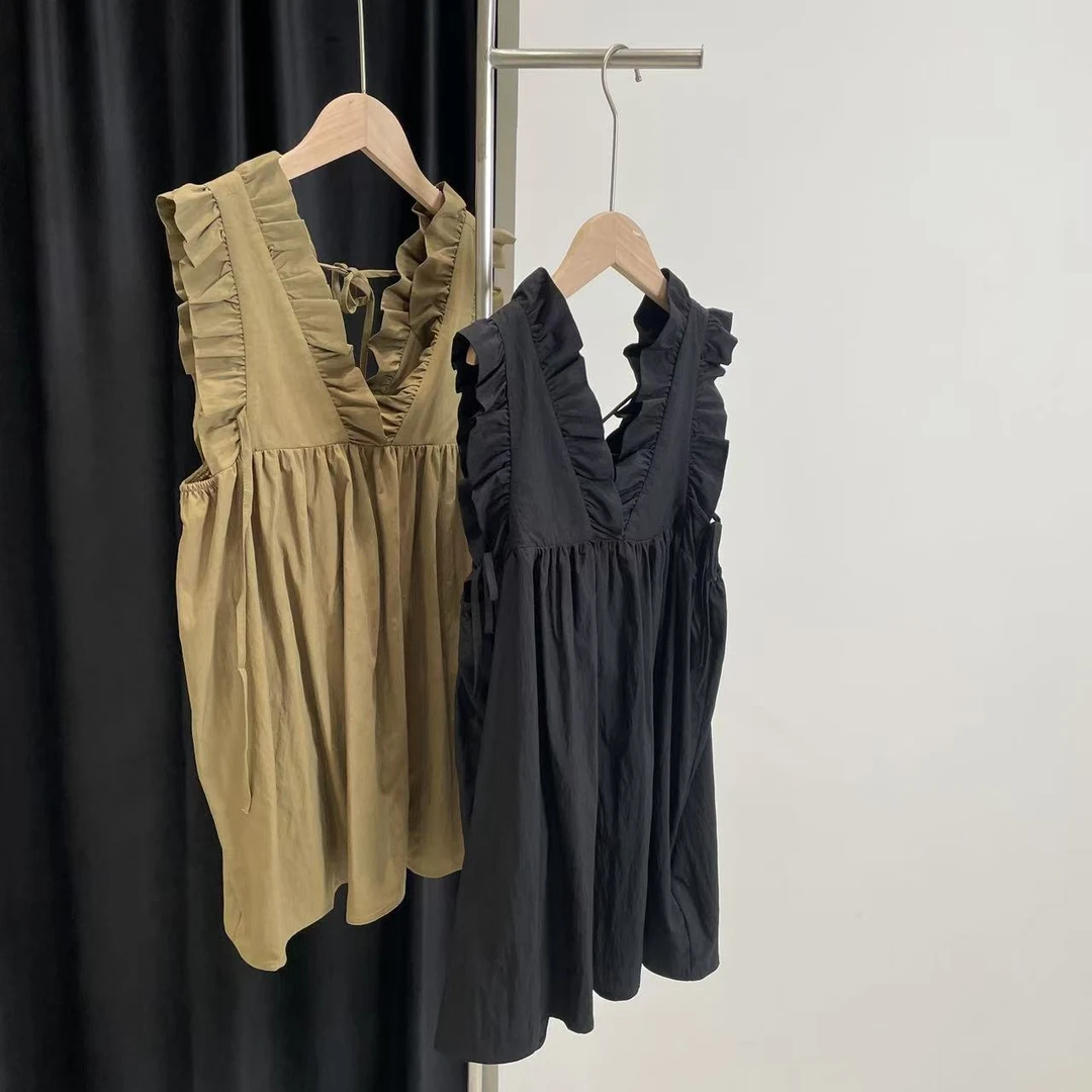 夏款连衣裙两色黑绿 6009禾系