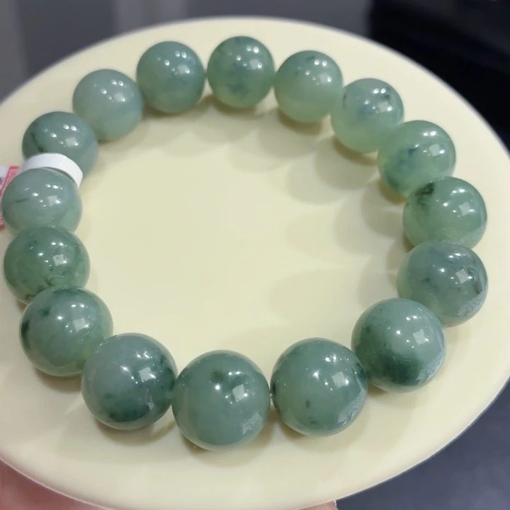 未镶嵌手链翡翠冰胶绿底飘花卡13.5