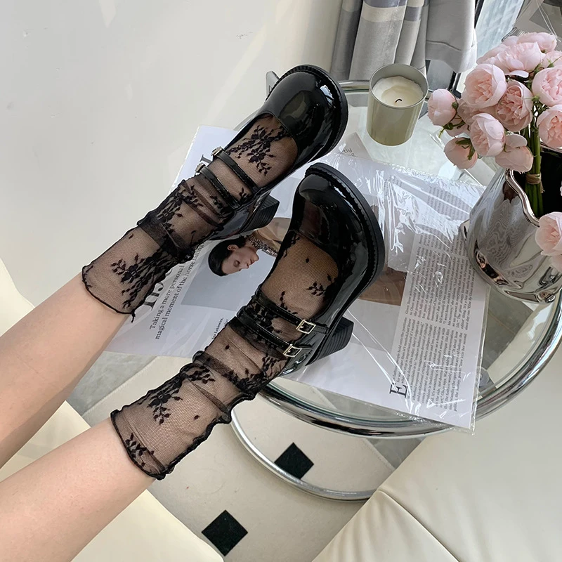 花藤透气网纱短袜芭蕾风搭配玛丽珍小皮鞋蕾袜子夏季超薄甜美