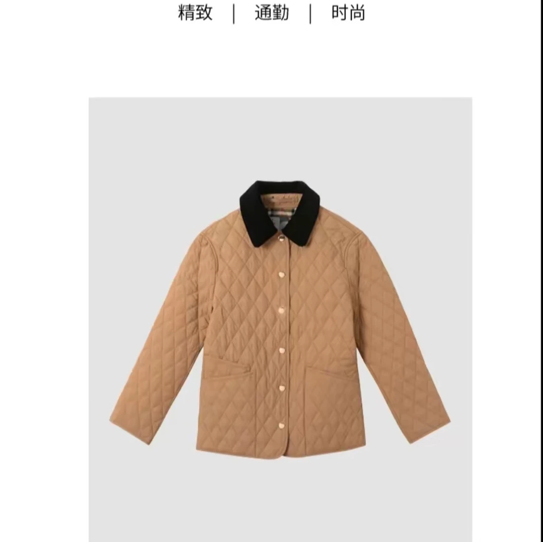 【拉链款黄金棉服】黄金棉服拉链款菱格保暖女士通勤时尚25822