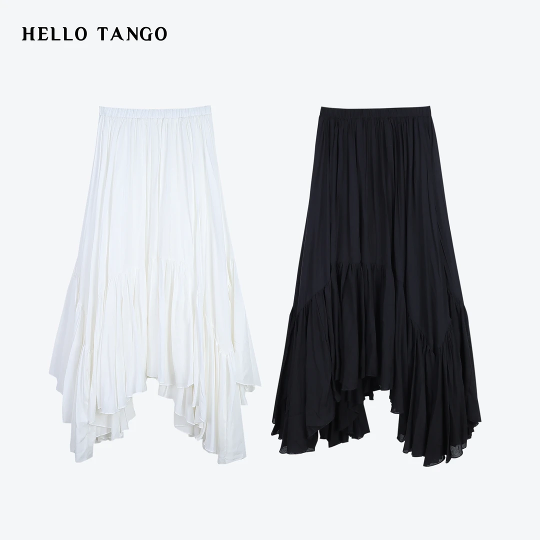 HELLOTANGO《微风情书》小众设计复古不规则裙摆显瘦半身裙24180#