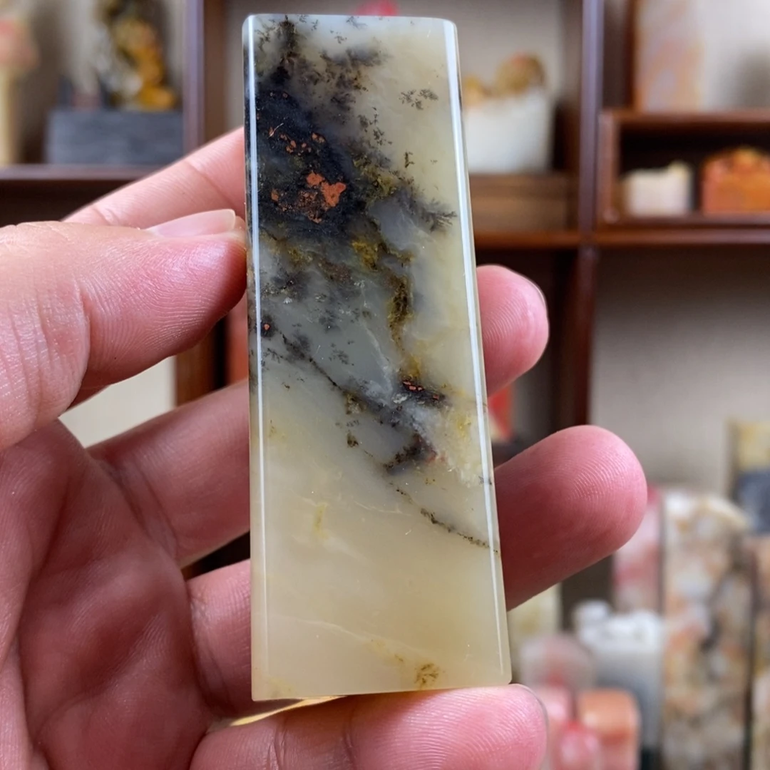 c***n巴林石印石巴林鸡血石水草素章