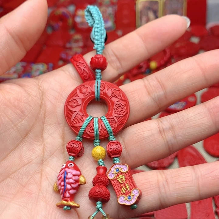 天然辰砂工艺品朱砂钥匙扣