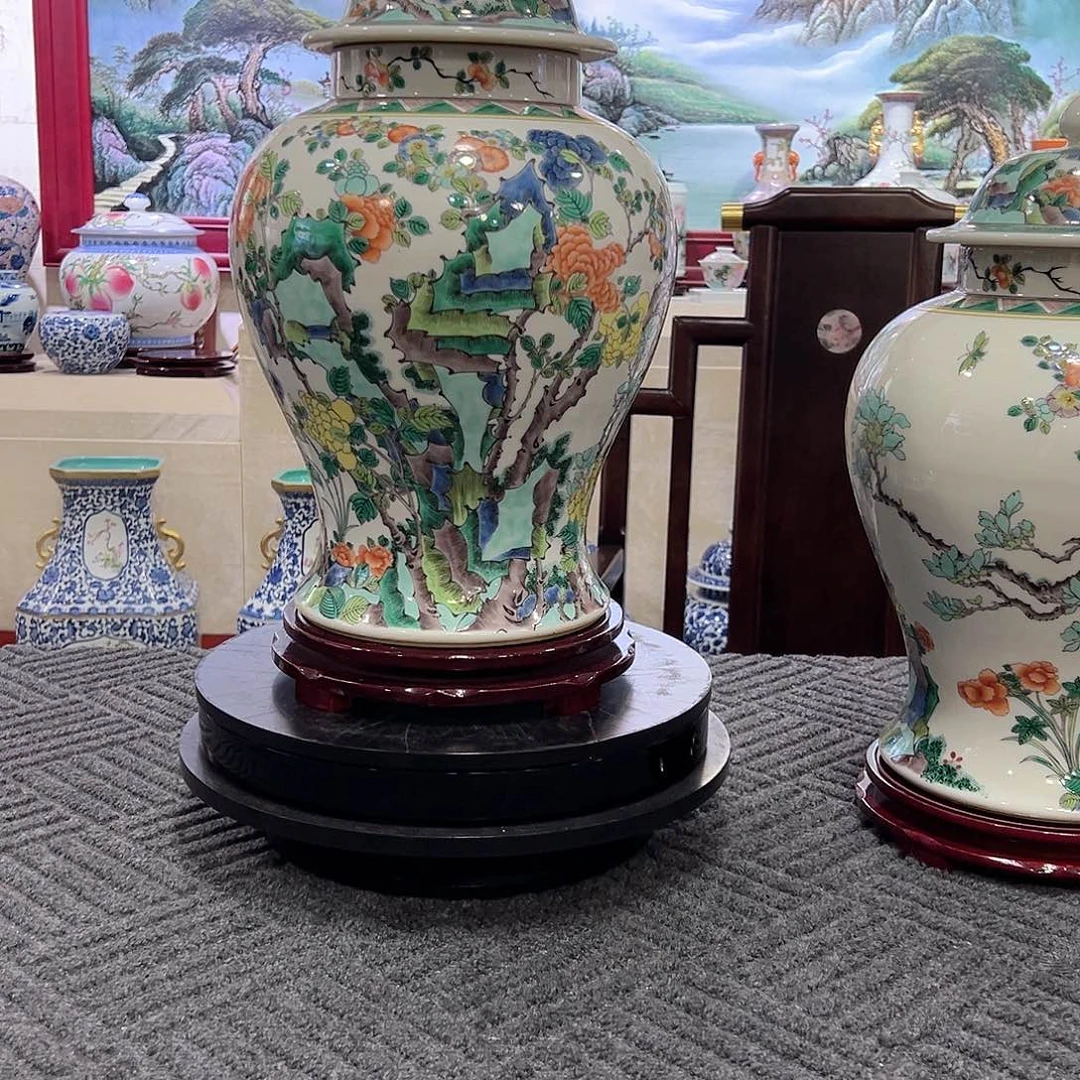 积***翠确保全手工斗彩将军罐一对