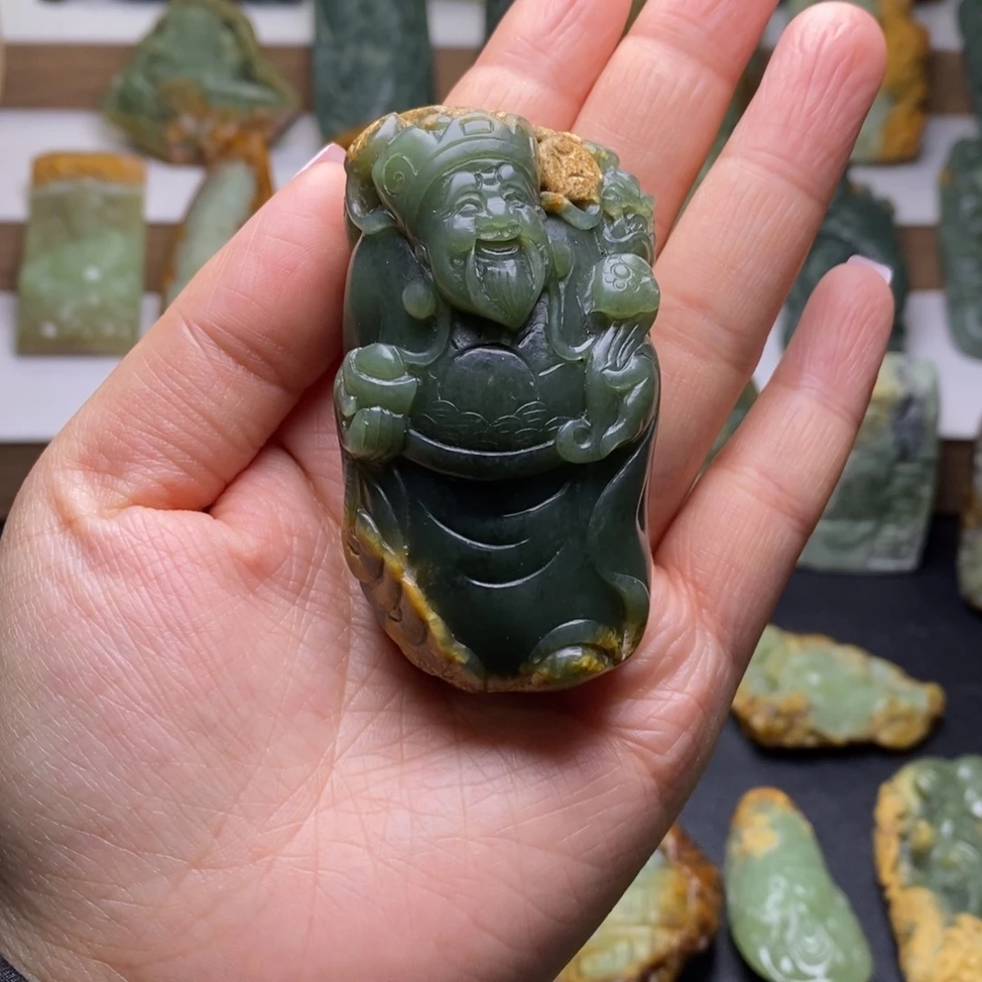 岫岩河磨玉（透闪石质玉）手把未镶嵌好*哥