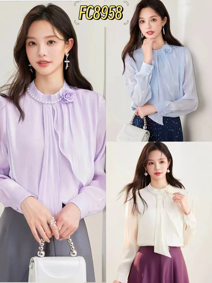 〖铃铛精选〗一朵花钉珠时尚衬衣8958
