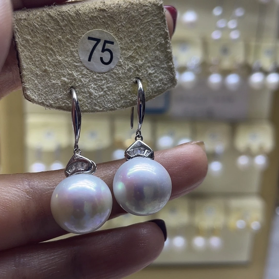 银S925镶嵌耳饰淡水珍珠