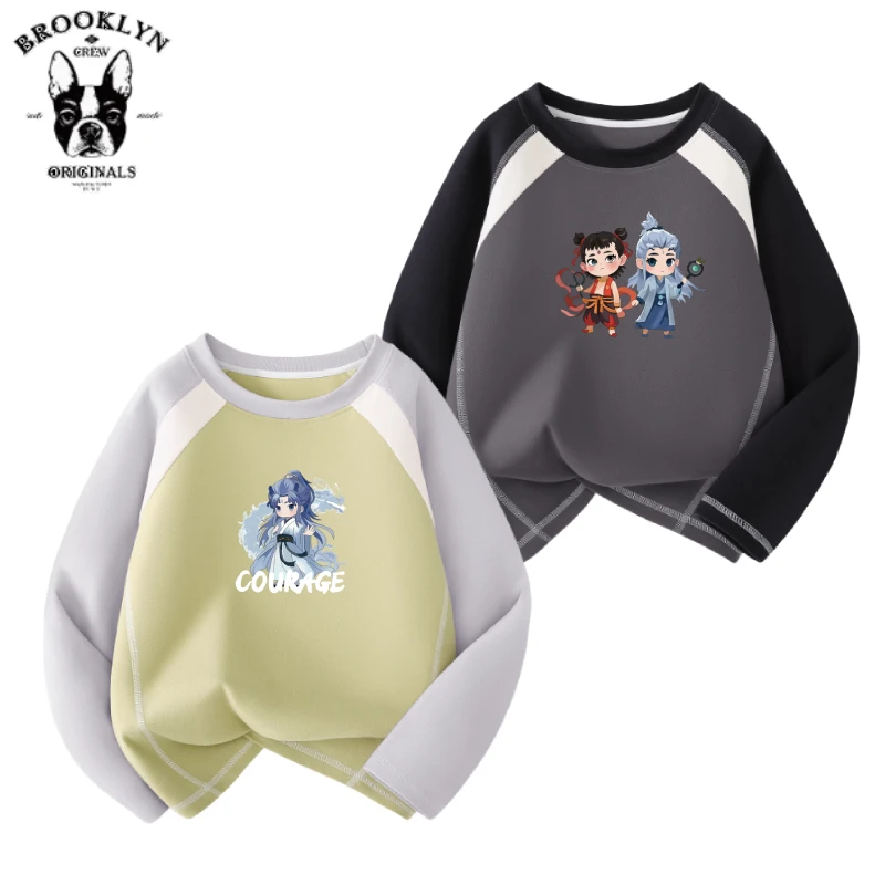 哪吒敖丙儿童2025春秋新款圆领卫衣t恤宽松长袖上衣打底衫休闲潮