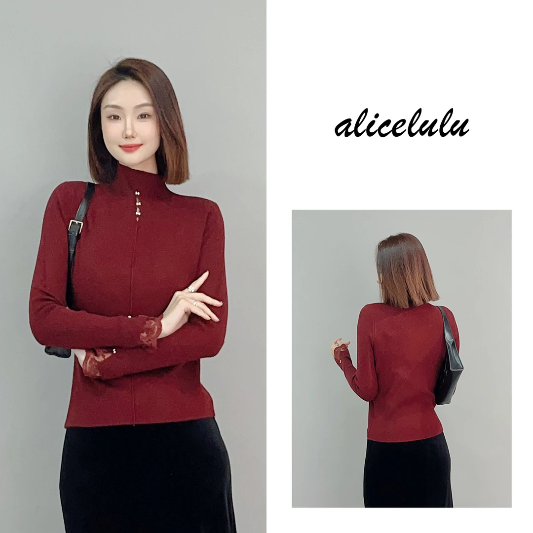 1 ALICE “心间柔情”毛衣 时髦钉扣 柔美蕾丝 S2141790U