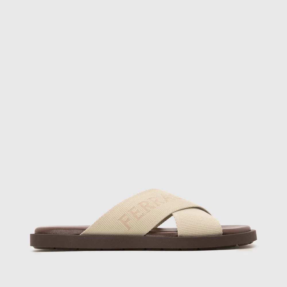 FERRAGAMO菲拉格慕新品logo交叉男士露趾一字拖凉鞋拖鞋763203