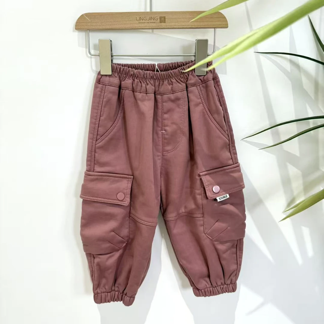 0261粉色工装休闲加绒卫裤(gyd)